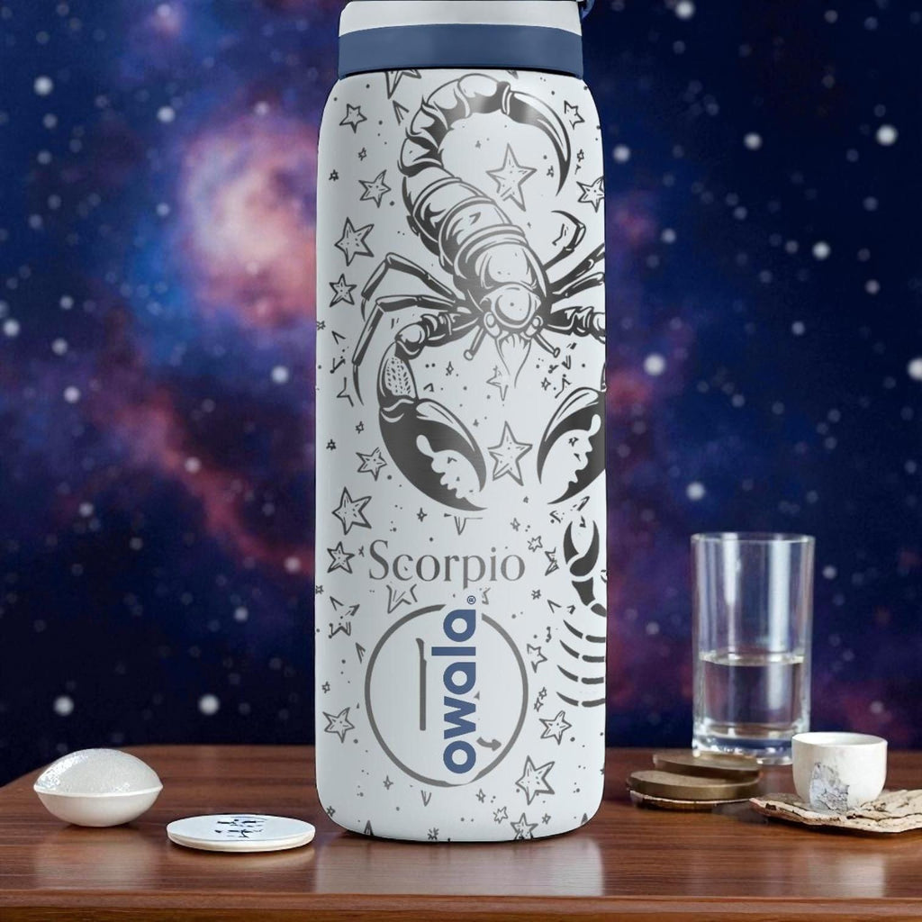 Scorpio Zodiac Engraved Owala Bottle – 16oz 24oz 32oz 40oz Astrology Gift – Laser Engraved Scorpio Water Bottle for Her or Him