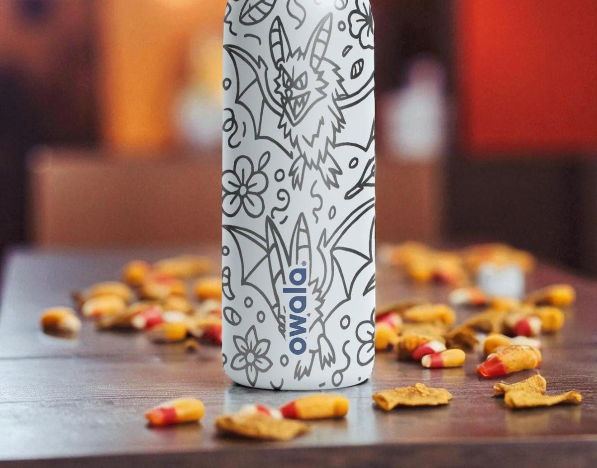 Halloween Bats Engraved Owala Bottle – Spooky Bat Wrap Design – Stainless Steel Cup 16oz 24oz 32oz 40oz