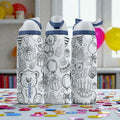 Birthday Engraved Owala Bottle – Teddy Bear, Cupcake and Party Pattern – Celebration Gift Stainless Steel Cup 16oz 24oz 32oz 40oz  ⸻