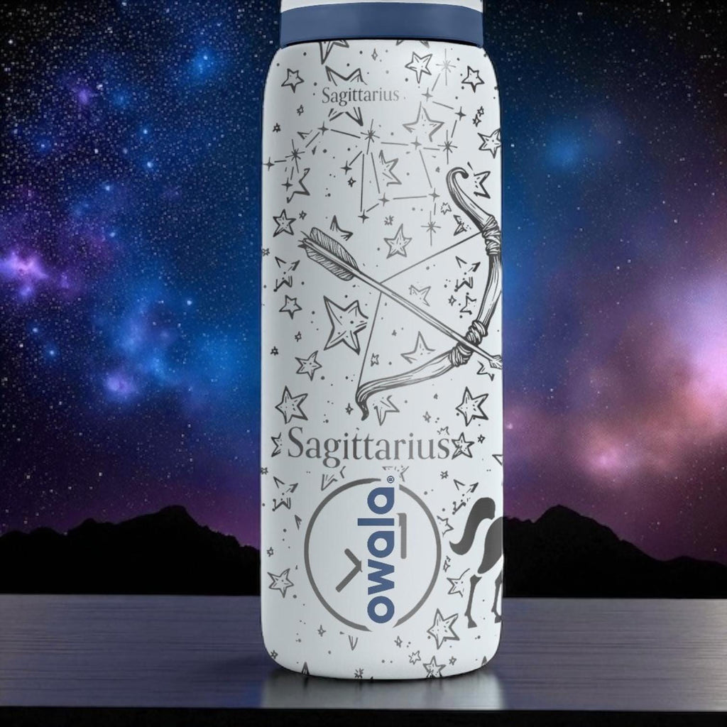 Sagittarius Zodiac Engraved Owala Bottle – 16oz 24oz 32oz 40oz Astrology Gift – Archer Star Sign Water Bottle for Her or Him