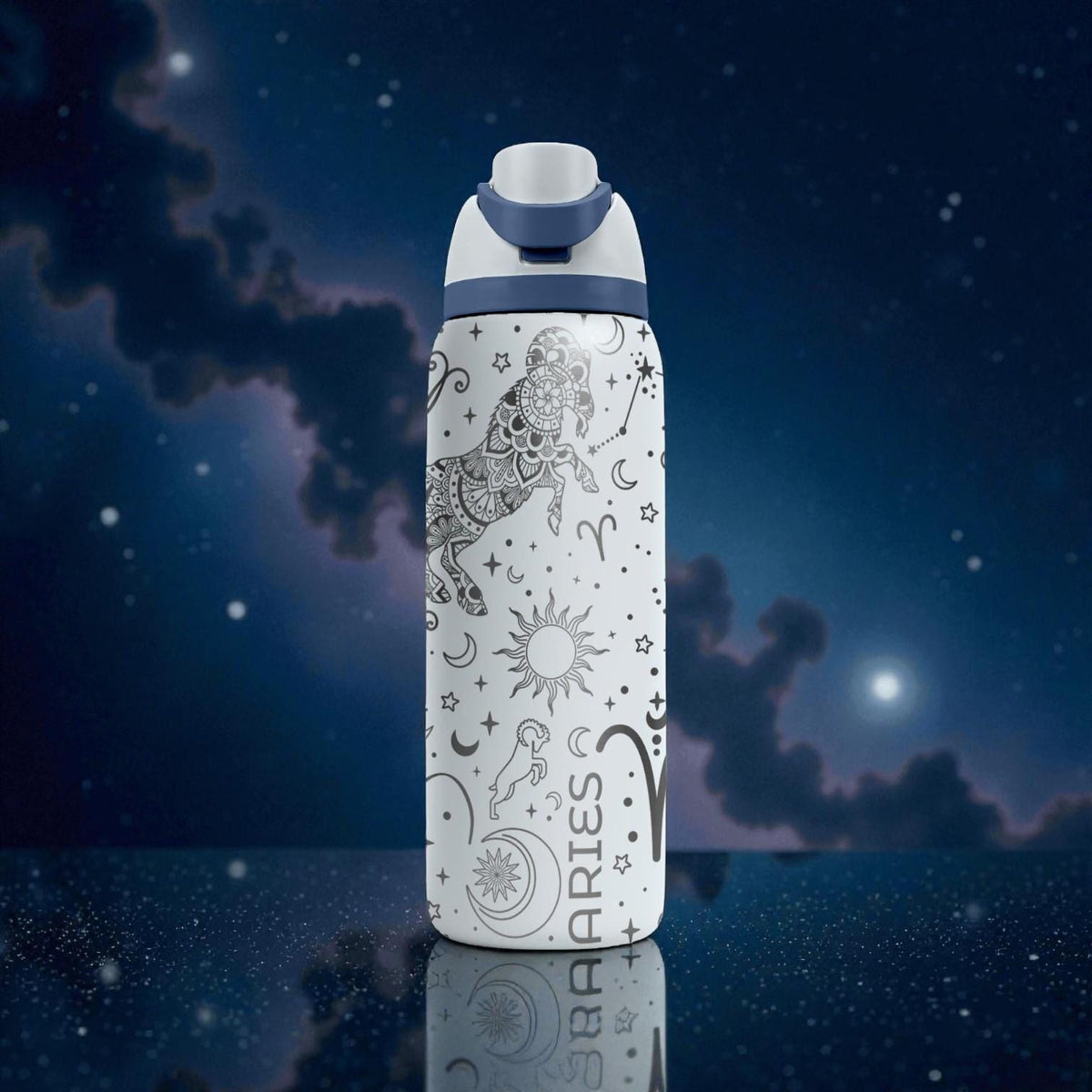 Aries Engraved Owala Bottle – Zodiac Ram Constellation Design – Astrology Gift Stainless Cup 16oz 24oz 32oz 40oz  ⸻