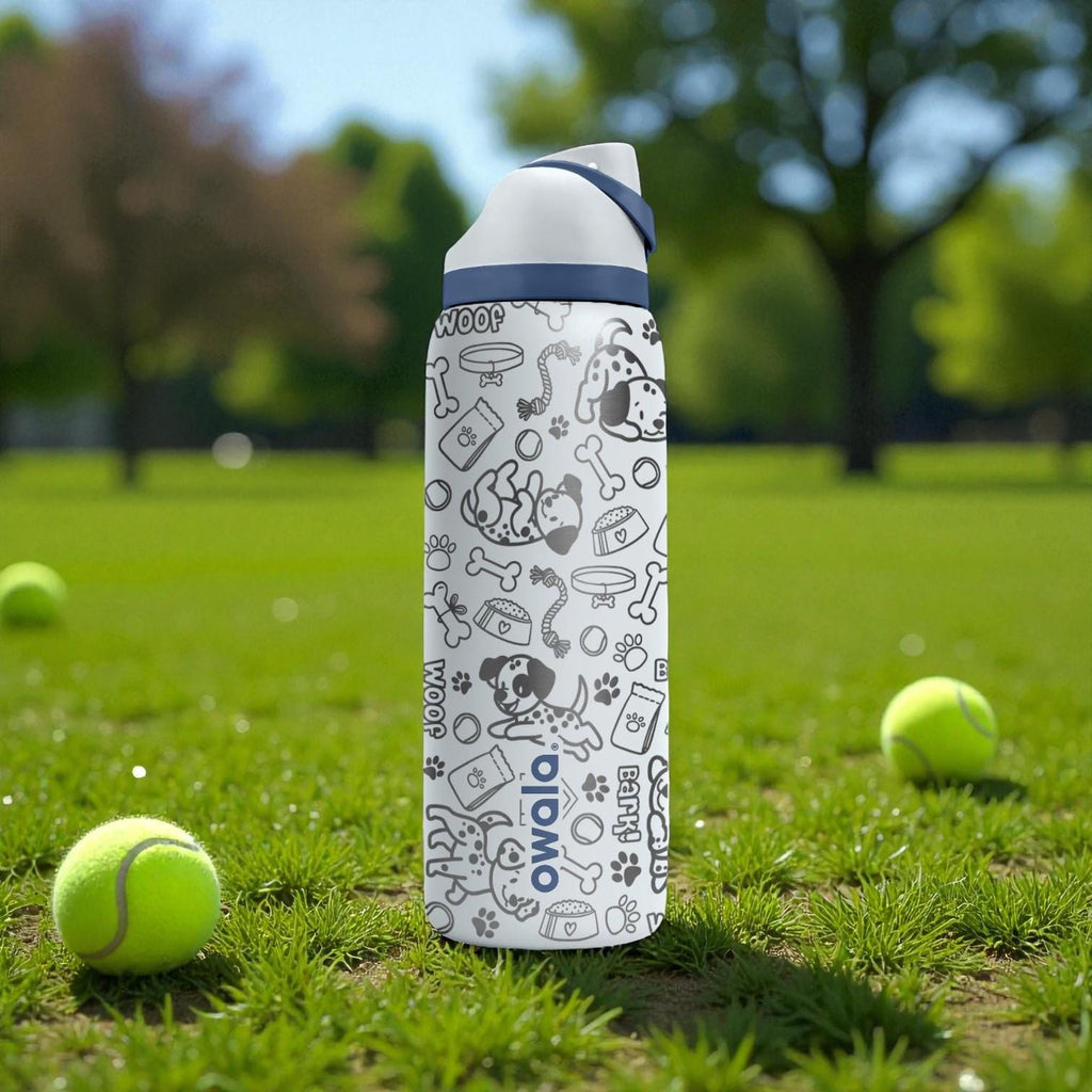 Dalmatian Dog Lover Engraved Owala Bottle – Cute Spotted Pup, Bones & Paw Print Pattern – Pet Owner Gift Stainless Cup 16oz 24oz 32oz 40oz