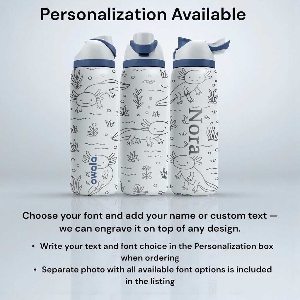 Camping Trailer Engraved Owala Bottle – Forest Trees, Backpack & Adventure Icons – Outdoor Camper Gift Stainless Cup 16oz 24oz 32oz 40oz  ⸻