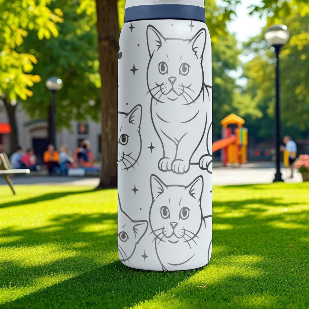 Engraved Burmese Cat Owala Bottle – 16oz 24oz 32oz 40oz – Pet Lover Gift, Cute Round Face Cat Tumbler for Cat Moms