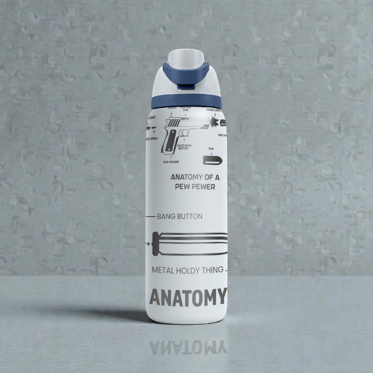 Anatomy of a Pew Engraved Owala Bottle – Funny Parody Bullet Diagram Design – Stainless Steel Gift Cup 16oz 24oz 32oz 40oz  ⸻