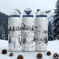 Engraved Winter Mountain Owala Bottle – Deer, Pines & Snowy Landscape Design – Outdoors Nature Engraved Cup 16oz 24oz 32oz 40oz  ⸻