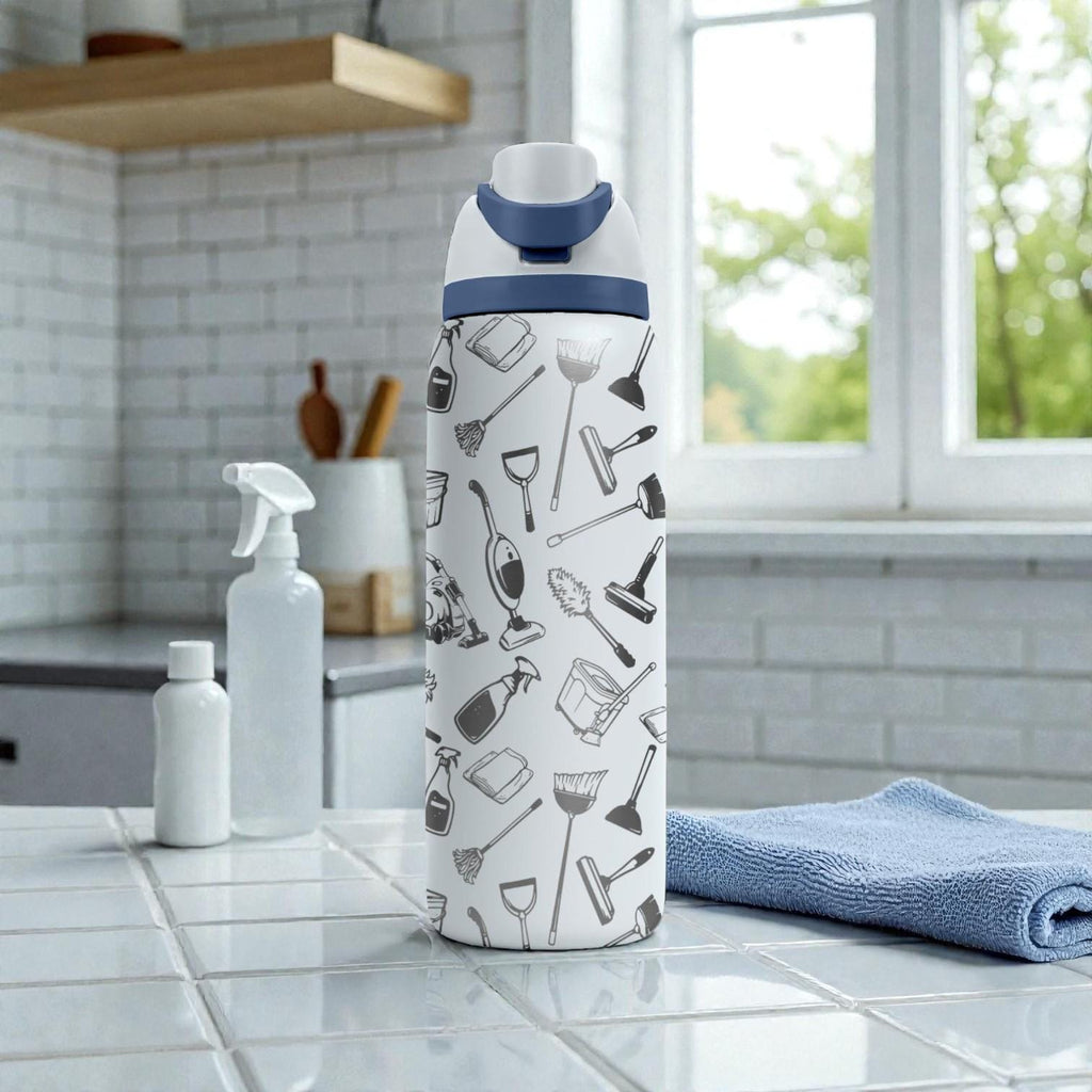 Cleaning Service Engraved Owala Bottle – Maid & Housekeeping Tools Pattern – Professional Cleaner Stainless Steel Cup 16oz 24oz 32oz 40oz  ⸻