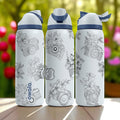 Floral Camera Engraved Owala Tumbler – 16oz 24oz 32oz 40oz FreeSip Cup with Vintage Photography Wrap – Gift for Photographers