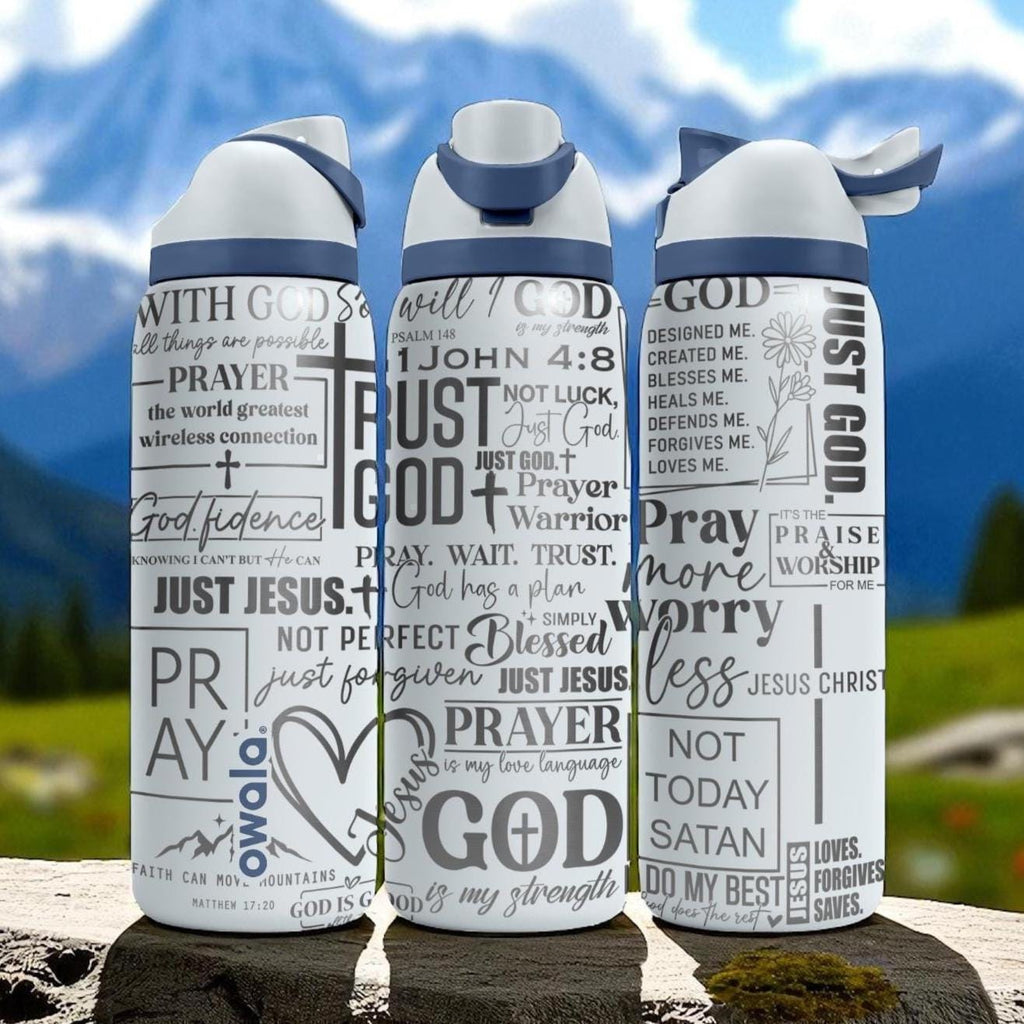 Christian Engraved Owala Tumbler – 16oz 24oz 32oz 40oz Bible Verse FreeSip Cup – Faith Gift for Her or Him