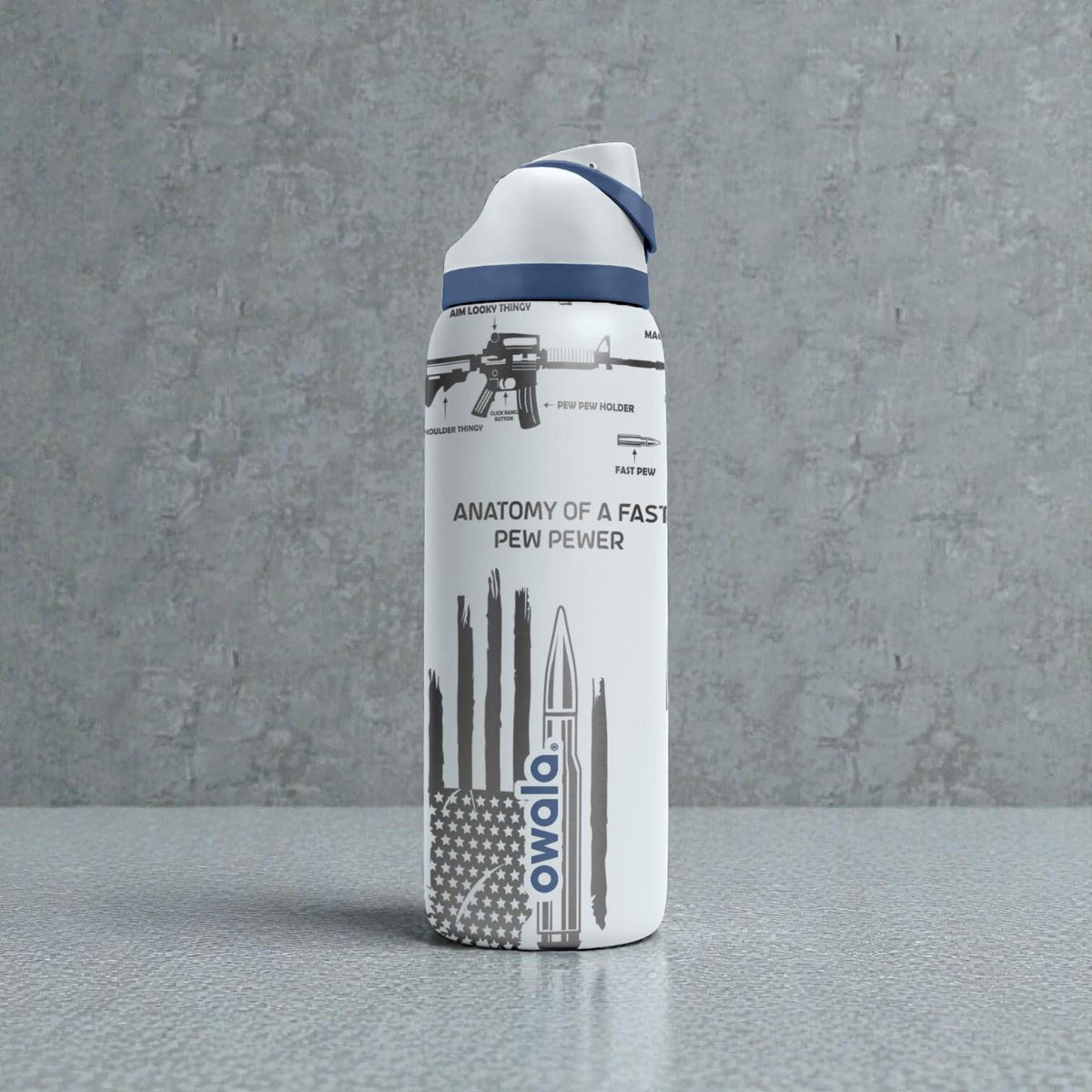 Anatomy of a Pew Engraved Owala Bottle – Funny Parody Bullet Diagram Design – Stainless Steel Gift Cup 16oz 24oz 32oz 40oz  ⸻