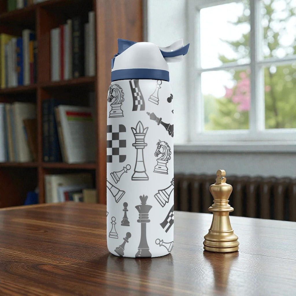 Chess Engraved Owala Bottle – King Queen Knight Pattern – Strategy Game Stainless Steel Cup 16oz 24oz 32oz 40oz  ⸻
