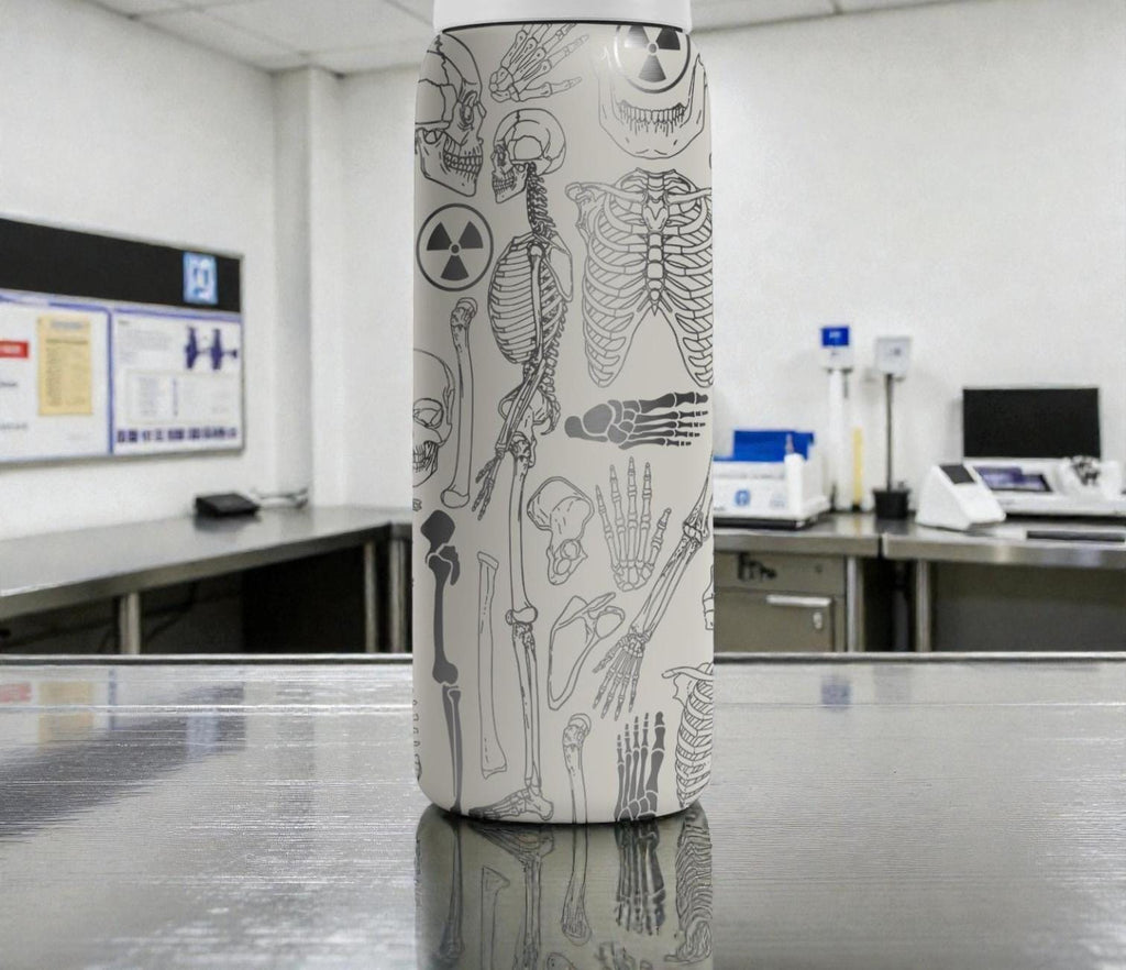 Radiology Skeleton Engraved Water Bottle, X-Ray Anatomy Tumbler, Medical Gift For Radiologist, Tech Nurse Student Personalized Flask