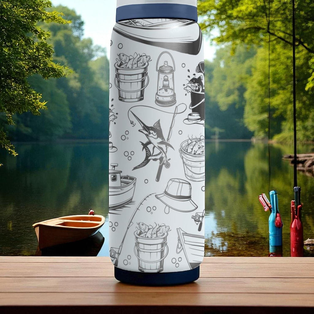 Engraved Fishing Tumbler – Owala Water Bottle with Fisherman Design – Gift for Dad or Angler – 16oz 24oz 32oz 40oz