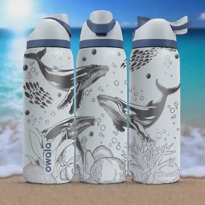 Whale Ocean Engraved Tumbler – 16oz 24oz 32oz 40oz Custom Owala FreeSip Bottle – Sea Life Gift for Marine Nature Lovers