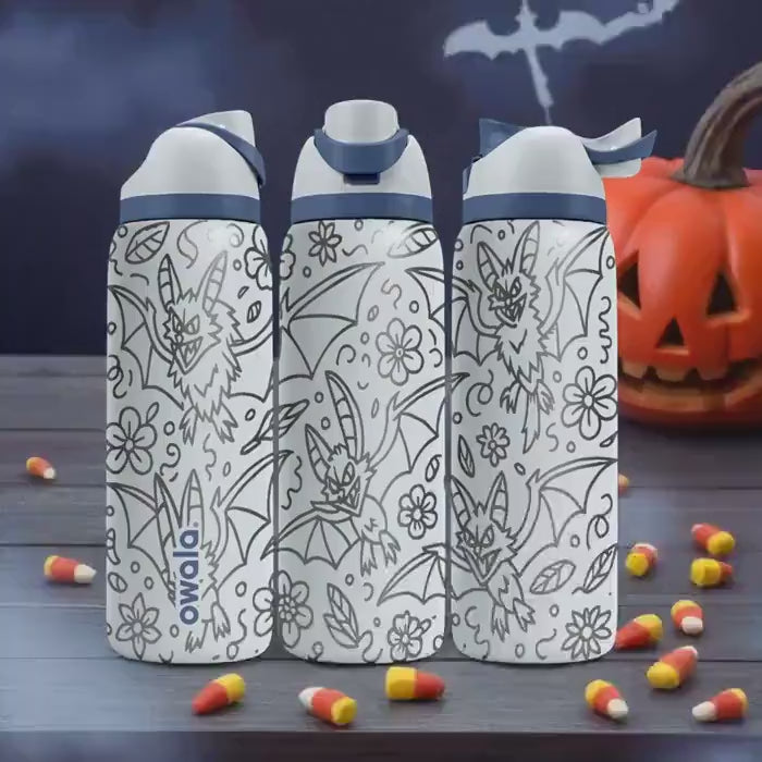 Halloween Bats Engraved Owala Bottle – Spooky Bat Wrap Design – Stainless Steel Cup 16oz 24oz 32oz 40oz