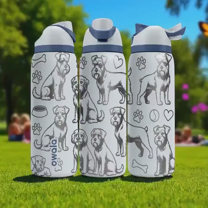 Border Terrier Engraved Owala Bottle – Cute Dog Gift for Terrier Lovers – 16oz 24oz 32oz 40oz Personalized Water Bottle