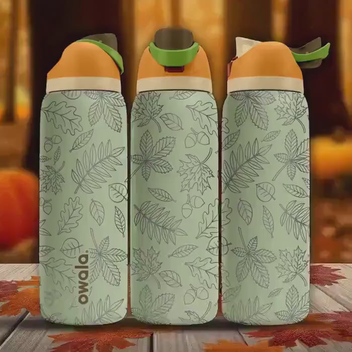 Autumn Leaves Owala Tumbler – 16oz 24oz 32oz 40oz Engraved FreeSip Bottle with Fall Foliage Wrap – Cozy Gift for Her