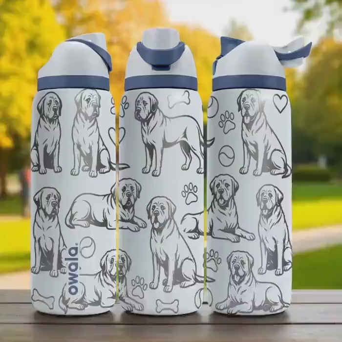 Mastiff Owala Bottle – 16oz 24oz 32oz 40oz – Gentle Giant Dog Lover Gift – Laser Engraved Owala Water Bottle for Pet Parents