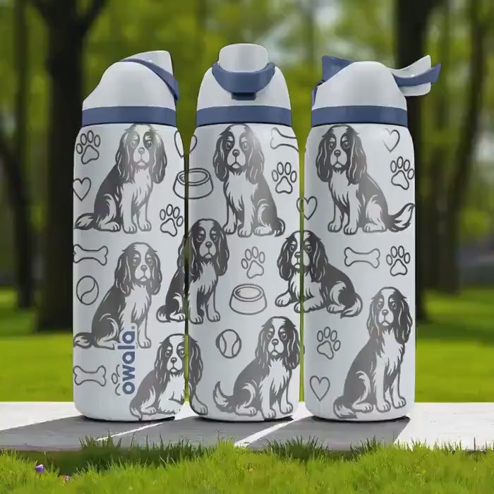 Cavalier King Charles Engraved Owala Bottle – Dog Gift for Spaniel Lovers – 16oz 24oz 32oz 40oz Personalized Water Bottle