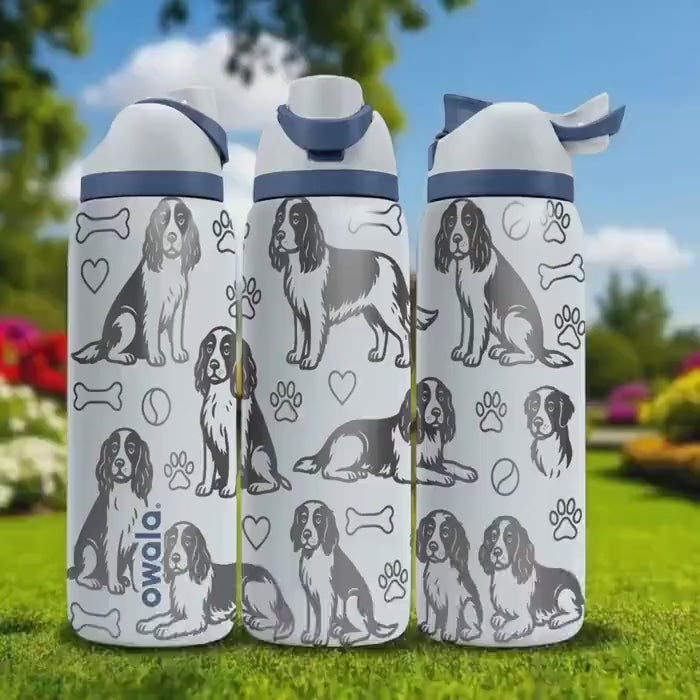English Springer Spaniel Owala Bottle – 16oz 24oz 32oz 40oz – Engraved Dog Cup Gift for Pet Lovers – Bird Dog Stainless Steel Mug