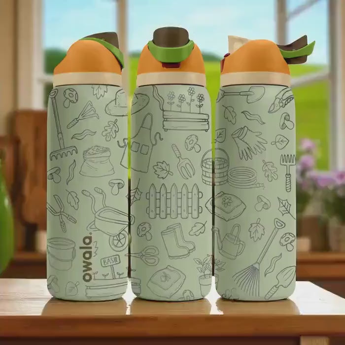 Gardening Theme Engraved Owala Tumbler – 16oz 24oz 32oz 40oz Green Garden Cup – Plant Lover Gift – Nature Stainless Steel Bottle