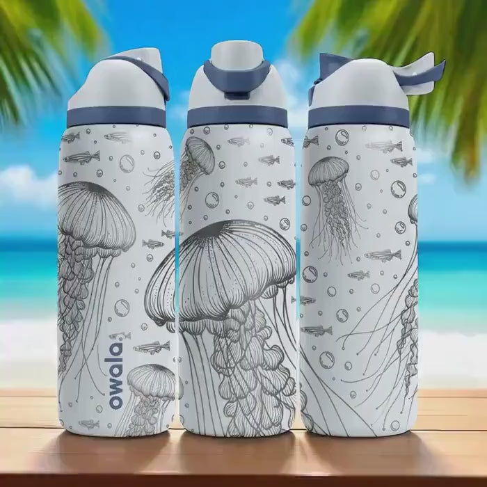 Jellyfish Engraved Owala Tumbler – Ocean Vibes Gift 40oz 32oz 24oz – Marine Sea Life Laser Etched Water Bottle