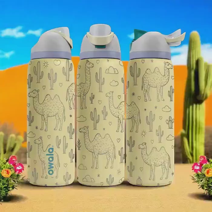 Engraved Camel Desert Owala Tumbler – Cactus and Camel Water Bottle – Adventure Gift – 16oz 24oz 32oz 40oz