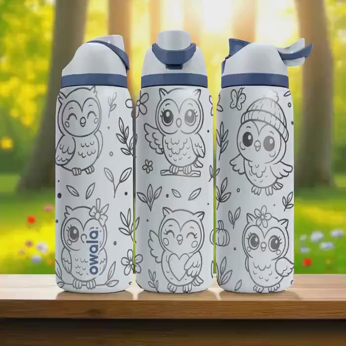 Engraved Owl Tumbler – Cute Forest Animal Owala Bottle with Whimsical Owl Design – 16oz 24oz 32oz 40oz