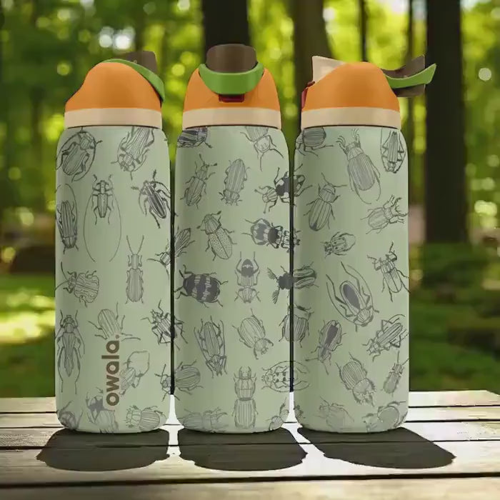 Bug Pattern Owala Bottle – 16oz 24oz 32oz 40oz Engraved Insect Design – Beetle Nature Kids Gift – Forest Adventure Water Bottle