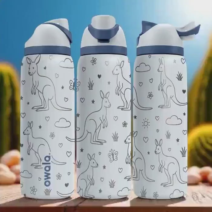 Engraved Kangaroo Owala Bottle – Cute Australian Wildlife Tumbler for Kids and Nature Lovers – 16oz 24oz 32oz 40oz