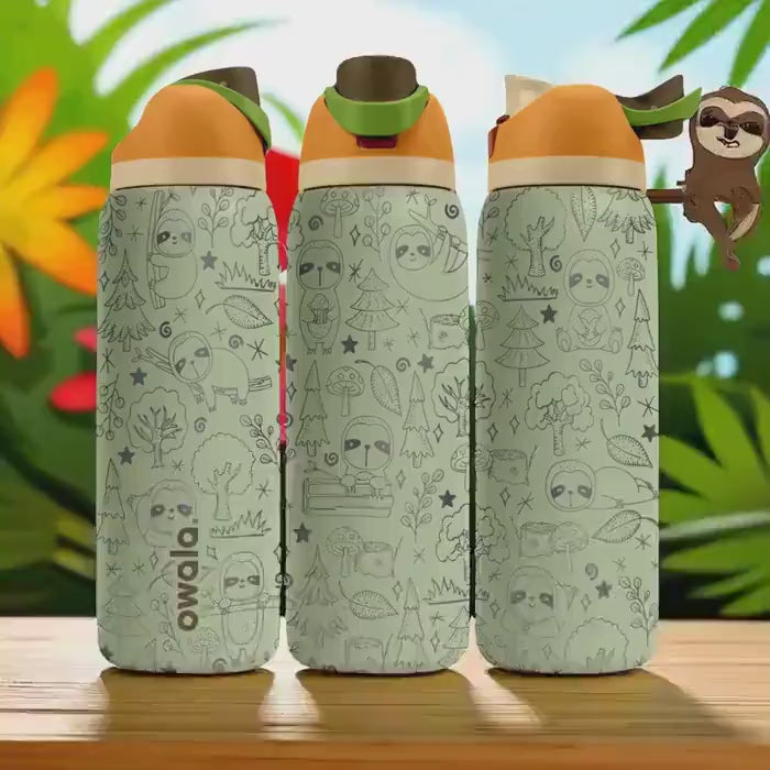 Cute Sloth Engraved Owala Tumbler – 16oz 24oz 32oz 40oz Forest Animal Cup – Gift for Slow Vibe Lovers