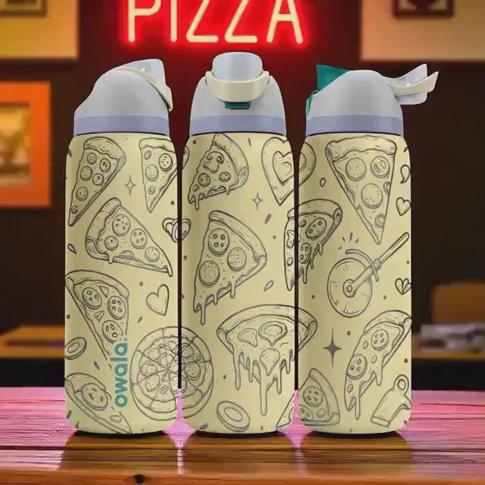 Engraved Pizza Tumbler – Funny Foodie Owala Water Bottle – Cheese Slice Design – 16oz 24oz 32oz 40oz