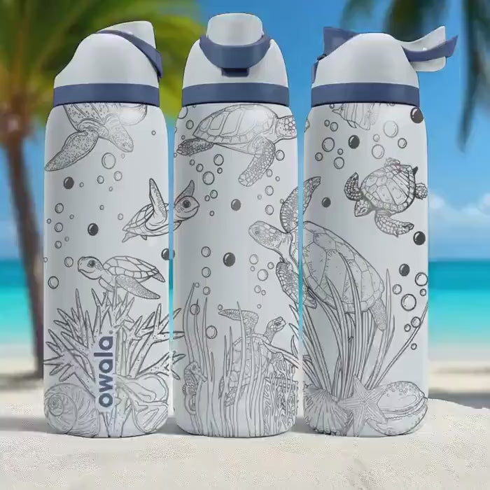 Sea Turtle Engraved Owala Tumbler – 16oz 24oz 32oz 40oz Ocean Life Cup – Coastal Gift for Her or Him