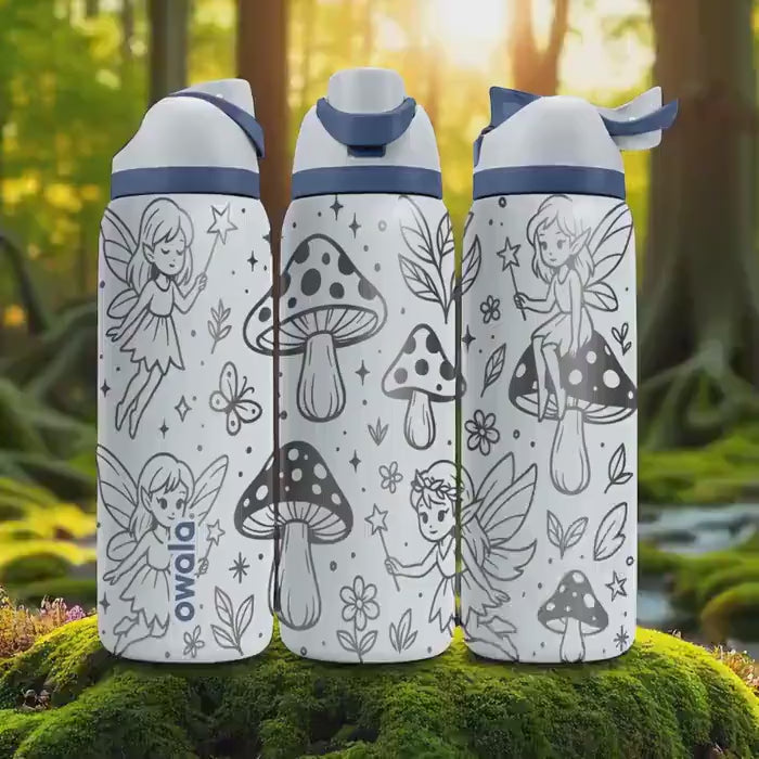 Owala Fairy Tumbler – 16oz 24oz 32oz 40oz – Enchanted Forest Cup with Mushrooms and Wings – Magical Gift for Girls and Nature Lovers