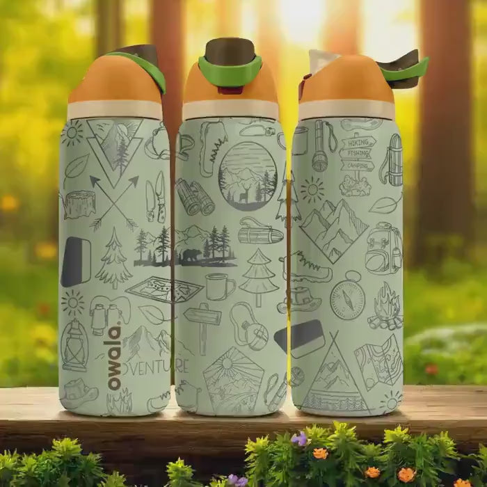 Engraved Adventure Tumbler – Owala Water Bottle for Hiking and Camping – Mountain Nature Design – 16oz 24oz 32oz 40oz