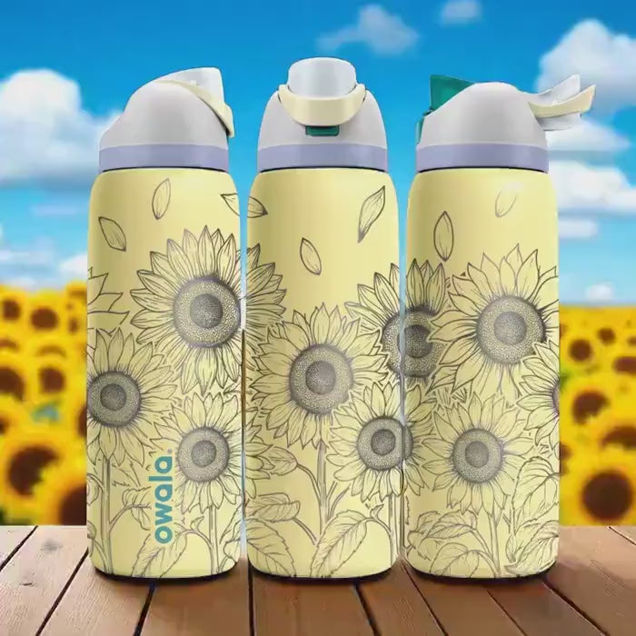Sunflower Engraved Owala Tumbler – 16oz 24oz 32oz 40oz Floral FreeSip Cup – Summer Hydration Gift for Her