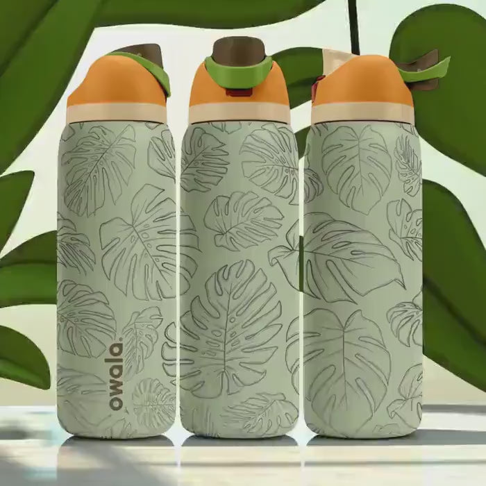Monsterа Leaf Engraved Owala Tumbler – 16oz 24oz 32oz 40oz Tropical Plant FreeSip Cup – Botanical Design Gift
